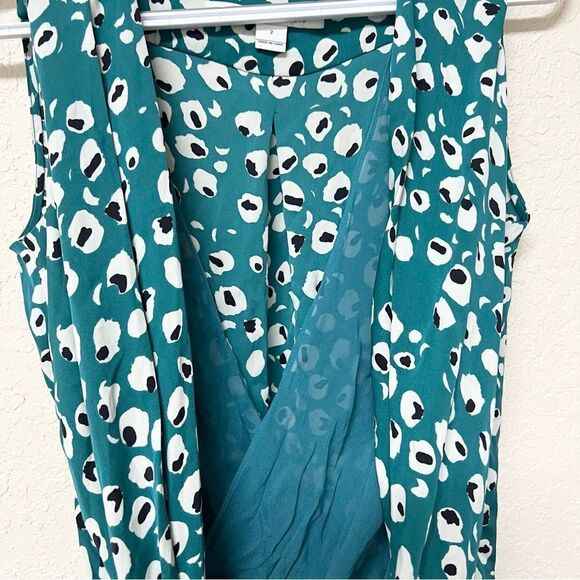 Diane Von Furstenberg Issie Two Abstract Print Draped V-neck Silk Blouse Size 2 - Picture 4 of 10